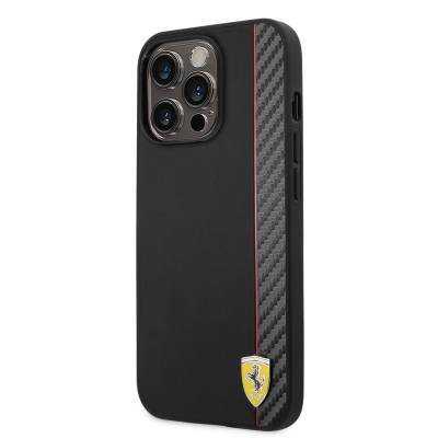 Apple iPhone 14 Pro Max Kılıf Ferrari M-safe Şarj Özellikli Pu Deri Ve Karbon Şeritli Dizayn Kapak - 2