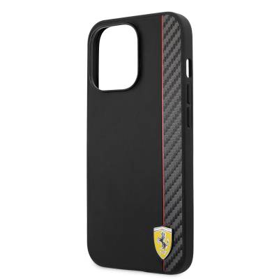 Apple iPhone 14 Pro Max Kılıf Ferrari M-safe Şarj Özellikli Pu Deri Ve Karbon Şeritli Dizayn Kapak - 6