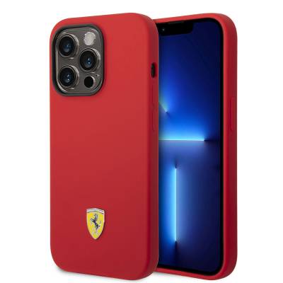 Apple iPhone 14 Pro Max Kılıf Ferrari M-safe Şarj Özellikli Silikon Metal Logo Dizayn Kapak - Ferrari