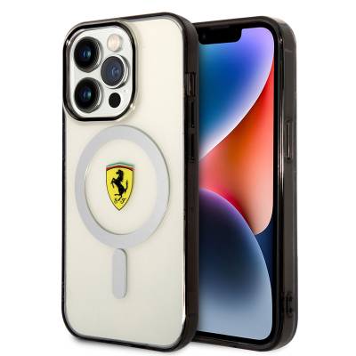 Apple iPhone 14 Pro Max Kılıf Ferrari M-safe Şarj Özellikli Transparan Dizayn Kapak - Ferrari