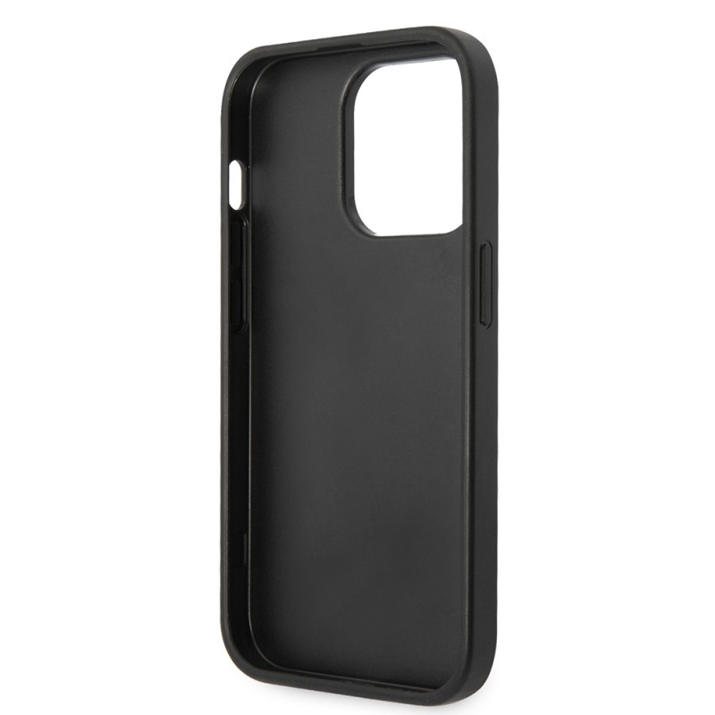 Apple iPhone 14 Pro Max Kılıf Ferrari Orjinal Lisanlı Klasik Metal Logolu Karbon V Desenli Kapak - 8