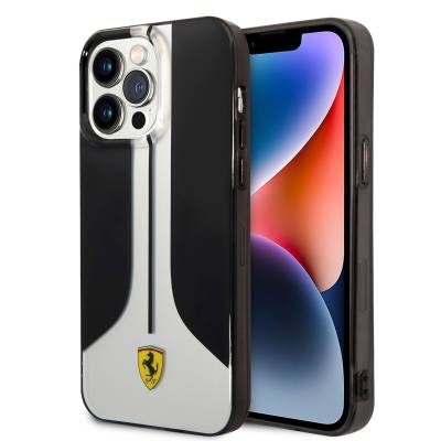 Apple iPhone 14 Pro Max Kılıf Ferrari Orjinal Lisanslı 296 Çizgili Dizayn Kapak - Ferrari