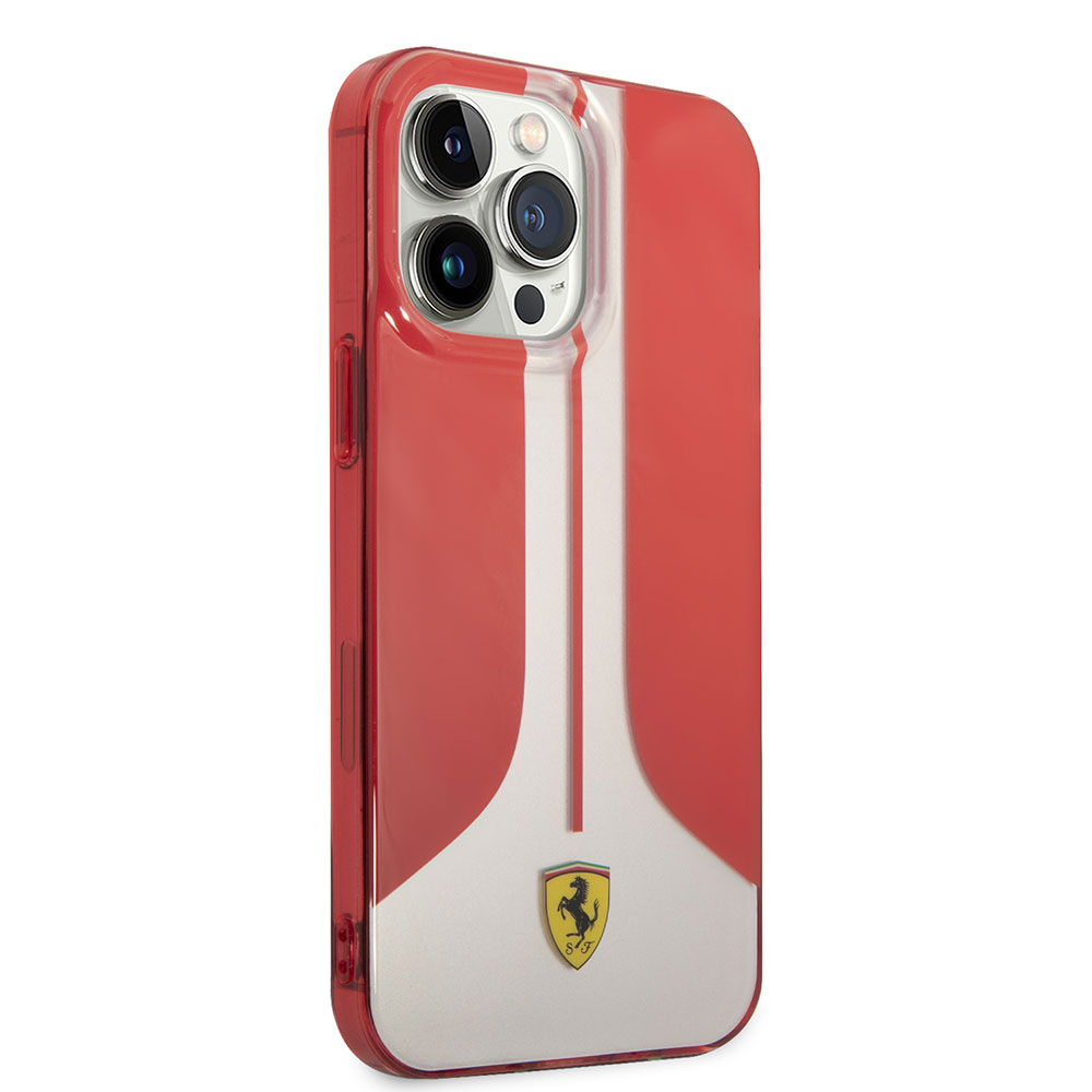 Apple iPhone 14 Pro Max Kılıf Ferrari Orjinal Lisanslı 296 Çizgili Dizayn Kapak - Kırmızı