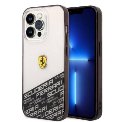Apple iPhone 14 Pro Max Kılıf Ferrari Transparan Alt Kısım Baskılı Dizayn Kapak - Ferrari