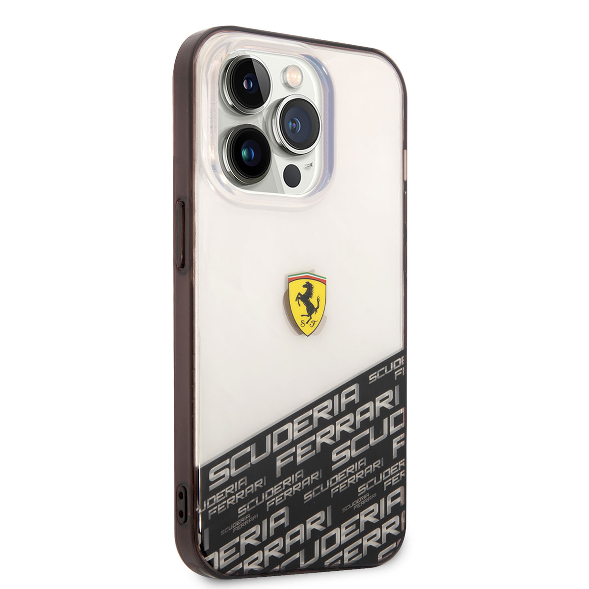 Apple iPhone 14 Pro Max Kılıf Ferrari Transparan Alt Kısım Baskılı Dizayn Kapak - Gümüş