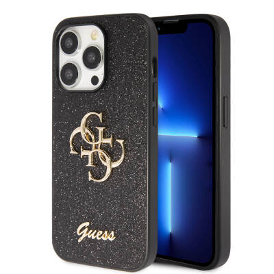 Apple iPhone 14 Pro Max Kılıf Guess Orjinal Lisanslı 4G Büyük Metal Logolu Glitter Kapak - Guess