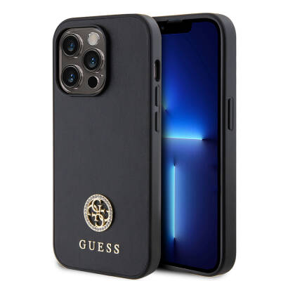 Apple iPhone 14 Pro Max Kılıf Guess Orjinal Lisanslı Deri 4G Metal Logo Strass Kapak - Guess