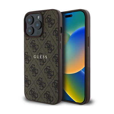 Apple iPhone 14 Pro Max Kılıf Guess Orjinal Lisanslı M-safe Şarj Özellikli 4G Desen Yazı Logolu Kapak - Guess