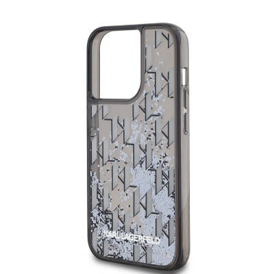 Apple iPhone 14 Pro Max Kılıf Karl Lagerfeld Orjinal Lisanslı Simli KL Yazılı Monogram Gradıent Kapak - 5