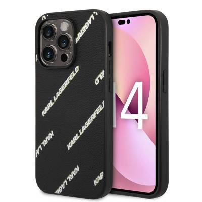 Apple iPhone 14 Pro Max Kılıf Karl Lagerfeld PU Suni Deri Logolu Dizayn Kapak - Karl Lagerfeld