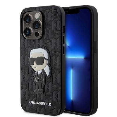 Apple iPhone 14 Pro Max Kılıf Karl Lagerfeld Saffiano Deri Karl Dizayn Kapak - Karl Lagerfeld