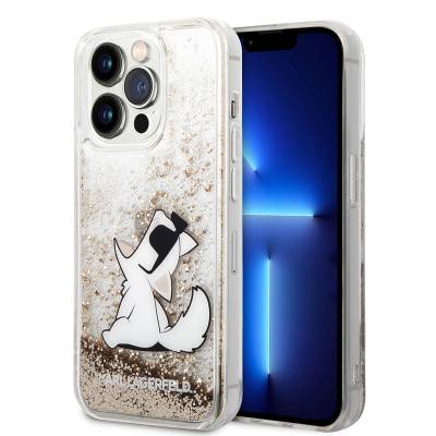 Apple iPhone 14 Pro Max Kılıf Karl Lagerfeld Sıvılı Simli Choupette Dizayn Kapak - Karl Lagerfeld