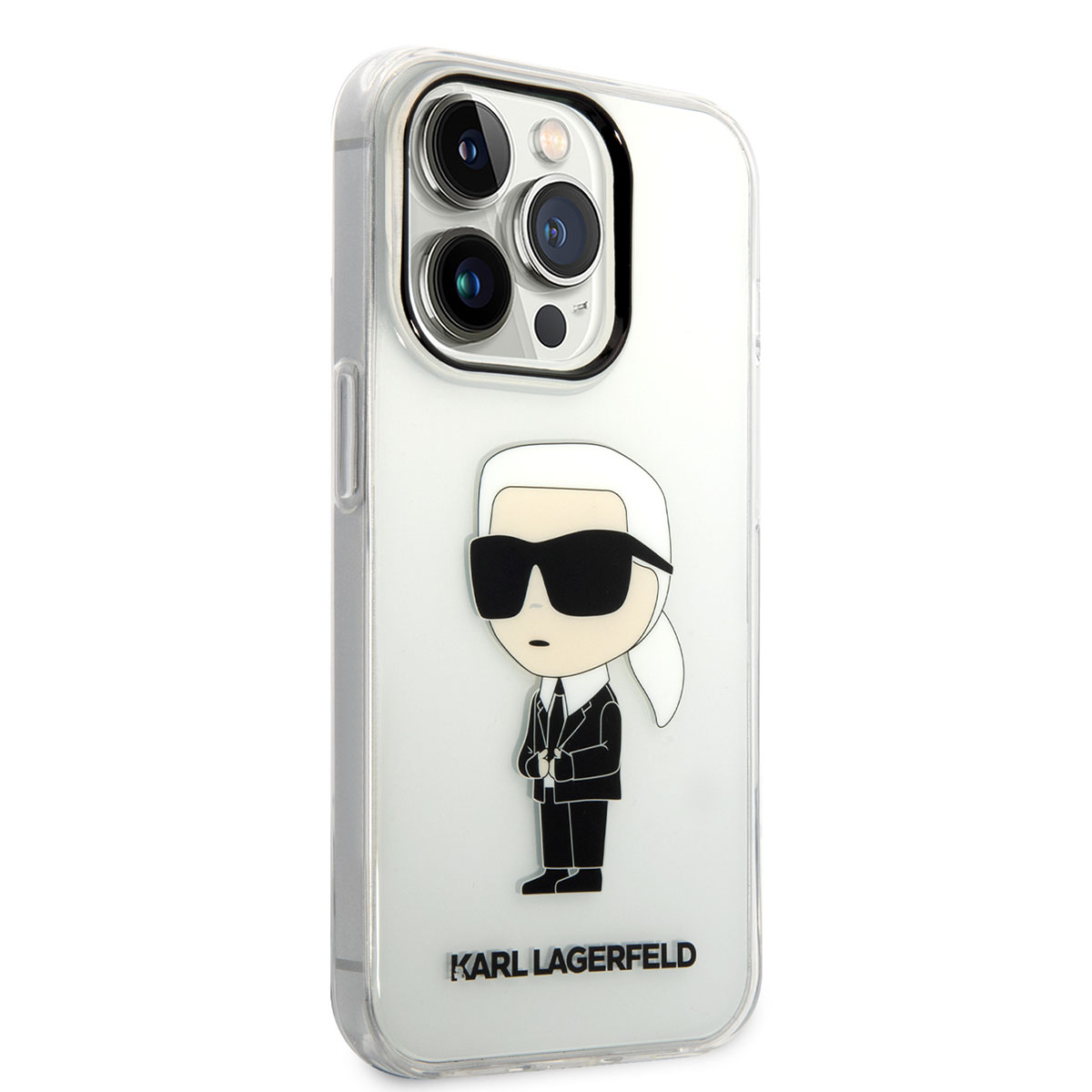 Apple iPhone 14 Pro Max Kılıf Karl Lagerfeld Transparan İkonik Karl Dizayn Kapak - Renksiz