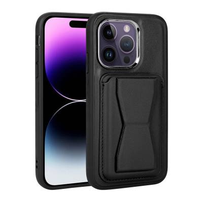 Apple iPhone 14 Pro Max Kılıf Kartlıklı Standlı ​Pu Deri Zore Memo Kapak - Zore