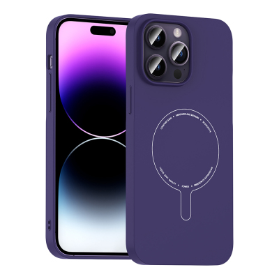 Apple iPhone 14 Pro Max Kılıf M-Safe Şarj Özellikli Kamera Korumalı Zore Elio Sert PC Kapak - Zore