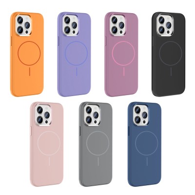 Apple iPhone 14 Pro Max Kılıf M-Safe Şarj Özellikli Metal Kamera Çerçeveli Zore Edi Silikon Kapak - 23