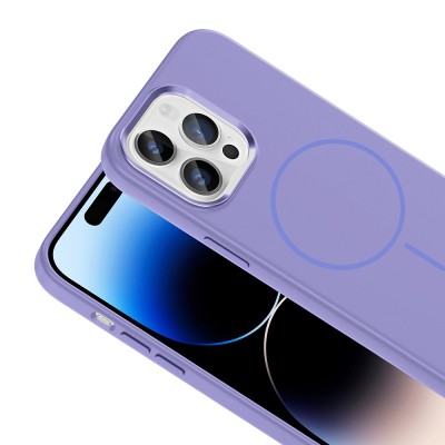 Apple iPhone 14 Pro Max Kılıf M-Safe Şarj Özellikli Metal Kamera Çerçeveli Zore Edi Silikon Kapak - 18