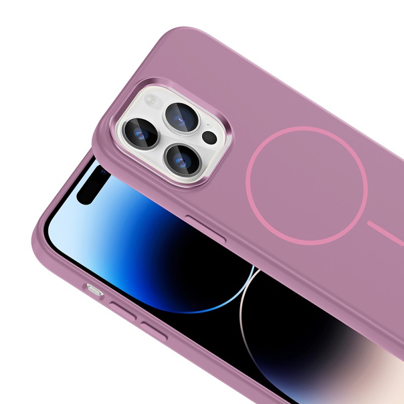 Apple iPhone 14 Pro Max Kılıf M-Safe Şarj Özellikli Metal Kamera Çerçeveli Zore Edi Silikon Kapak - 21