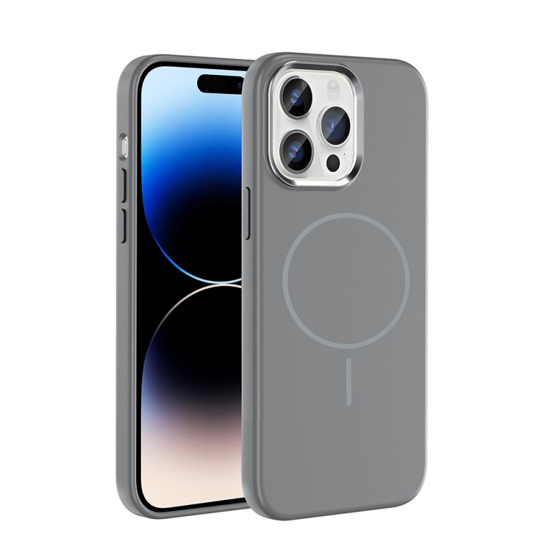 Apple iPhone 14 Pro Max Kılıf M-Safe Şarj Özellikli Metal Kamera Çerçeveli Zore Edi Silikon Kapak - 4