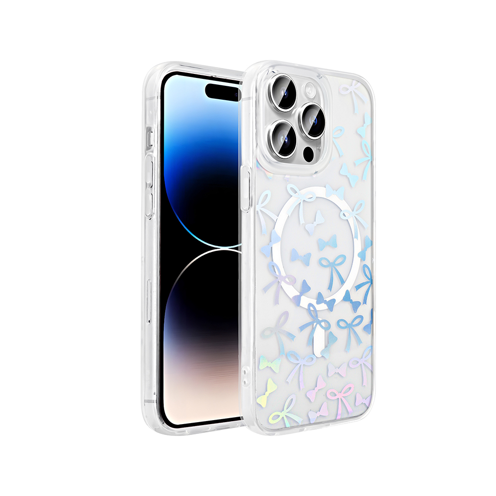 Apple iPhone 14 Pro Max Kılıf M-Safe Şarj Özellikli Şeffaf Zore Folk Sert Kapak - Fiyonk