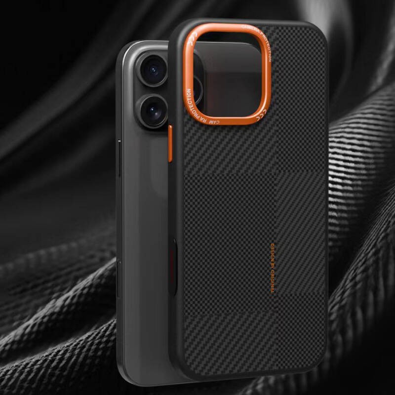 Apple iPhone 14 Pro Max Kılıf M-safe Şarj Özellikli Karbon Fiber Görünümlü Zore Kamp Kapak - 3