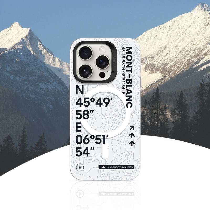 Apple iPhone 14 Pro Max Kılıf M-safe Şarj Özellikli Koordinat Yazı Desenli Benks Summit Serisi Kapak - 4