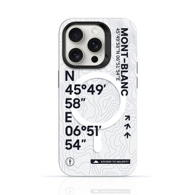 Apple iPhone 14 Pro Max Kılıf M-safe Şarj Özellikli Koordinat Yazı Desenli Benks Summit Serisi Kapak - Benks