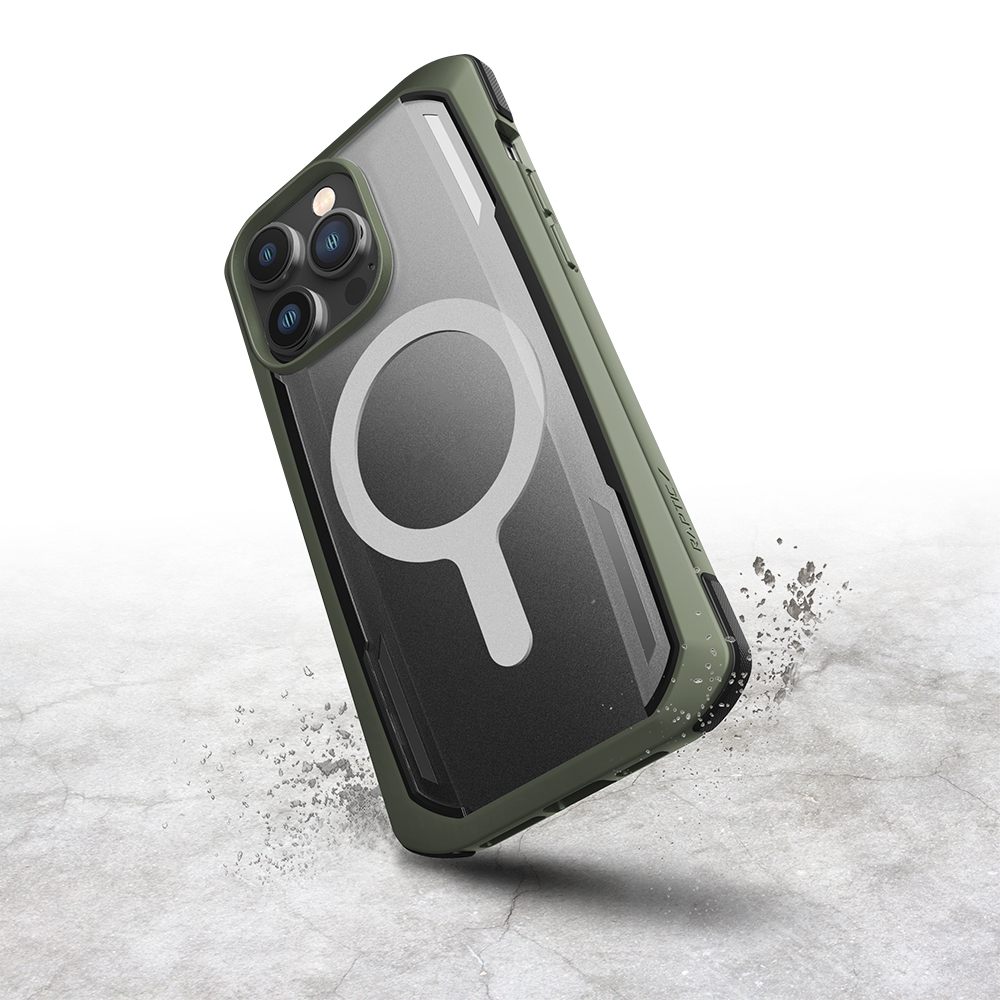 Apple iPhone 14 Pro Max Kılıf M-safe Şarj Özellikli Raptic Secure Serisi Çift Kat TPU Kenarlı Şeffaf Arka Yüzeyli Kapak - Yeşil