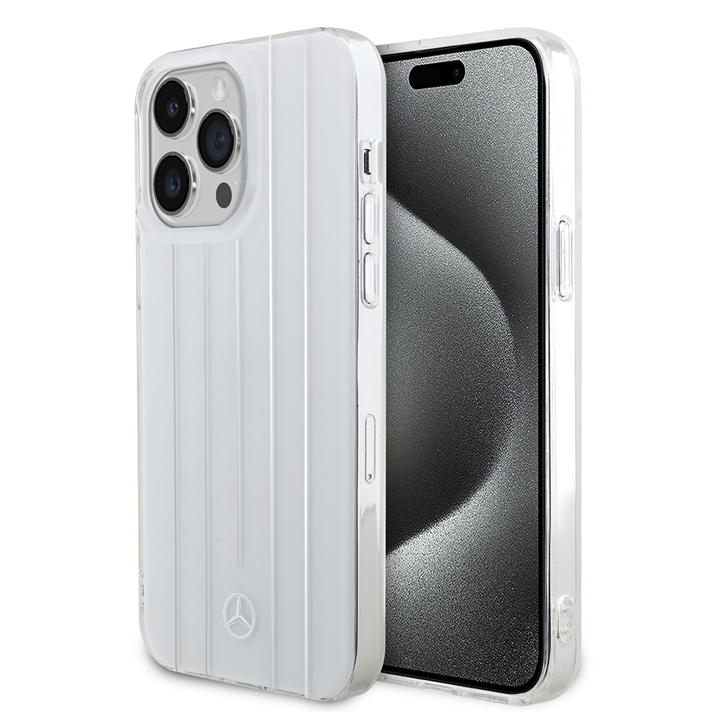 Apple iPhone 14 Pro Max Kılıf Mercedes Benz Orjinal Lisanslı New Urban 3 Sert PC Paralel Çizgi Desenli Kapak - Beyaz