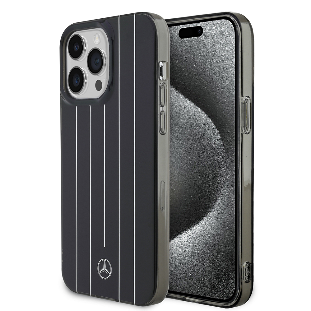 Apple iPhone 14 Pro Max Kılıf Mercedes Benz Orjinal Lisanslı New Urban 3 Sert PC Paralel Çizgi Desenli Kapak - Siyah