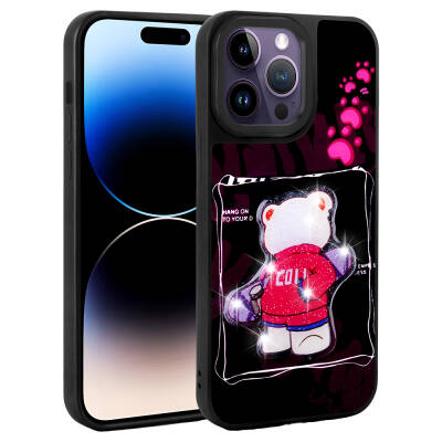 Apple iPhone 14 Pro Max Kılıf Parlayan Kabartmalı İkonik Figürlü Zore Amas Silikon Kapak - Zore