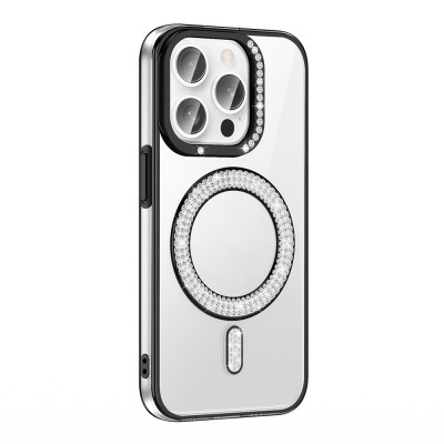 Apple iPhone 14 Pro Max Kılıf Pırlanta Taş Tasarımlı M-safe Şarj Özellikli Zore Karetta Silikon Kapak - 7