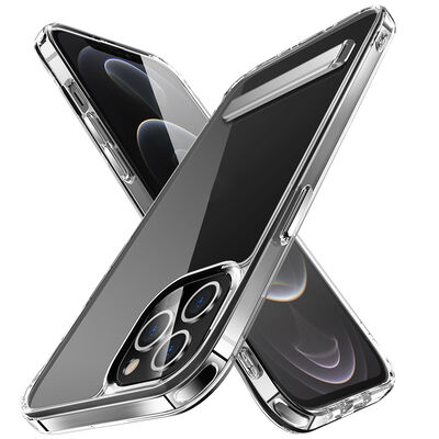 Apple iPhone 14 Pro Max Kılıf Standlı Şeffaf Silikon Zore L-Stand Kapak