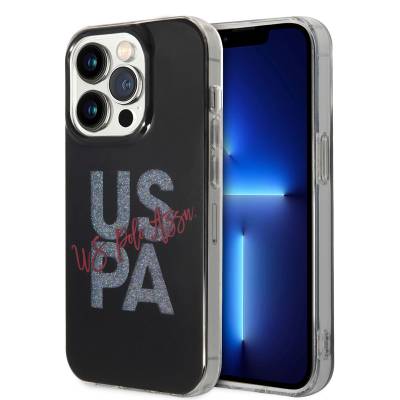 Apple iPhone 14 Pro Max Kılıf U.S. POLO ASSN. Simli Parlak Alfabe Tasarım Kapak - U.S. Polo Assn.