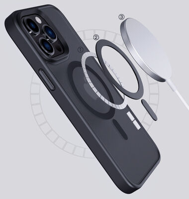Apple iPhone 14 Pro Max Kılıf Wireless Şarj Özellikli Zore Hibrit Magsafe Kapak