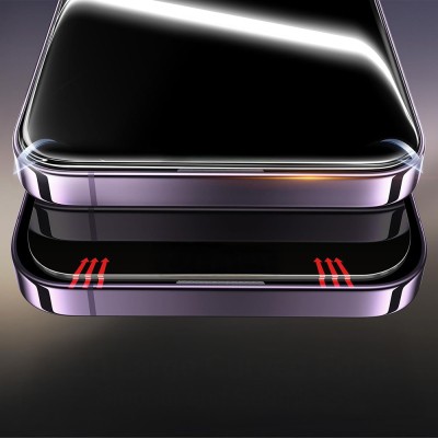 Apple iPhone 14 Pro Max Zore 2.5D Oliv Privacy Temperli Cam Ekran Koruyucu + Kolay Uygulama Aparatı - 6