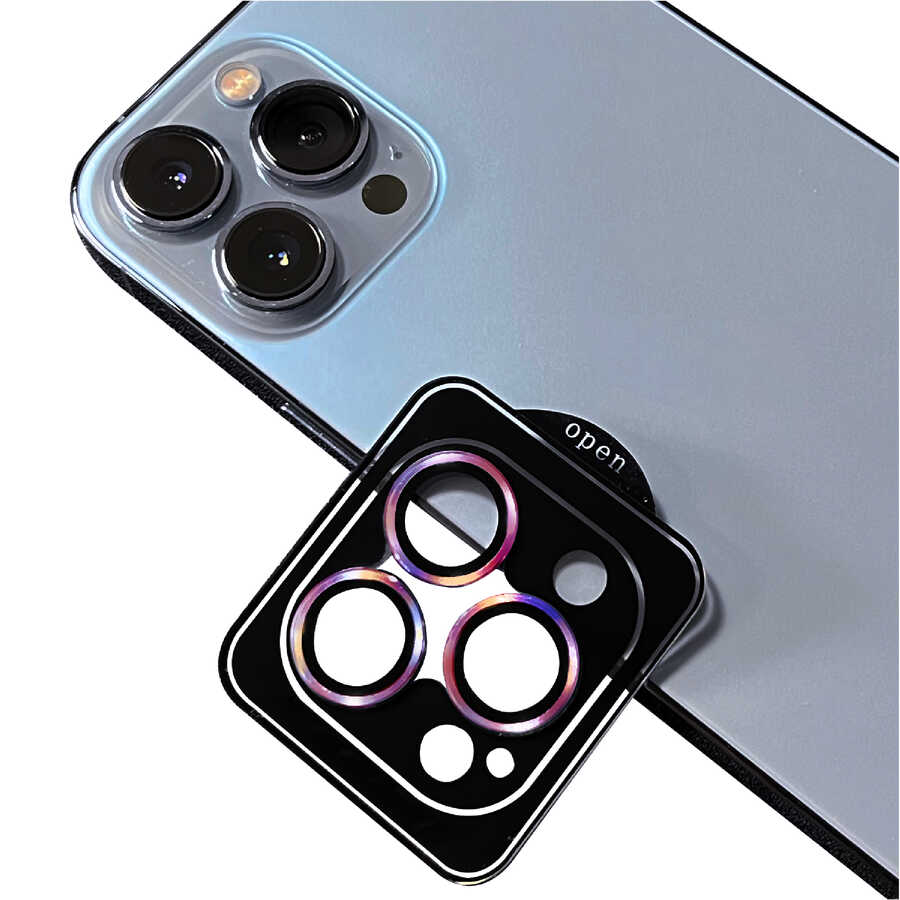 Apple iPhone 14 Pro Max Zore CL-09 Kamera Lens Koruyucu - Colorful