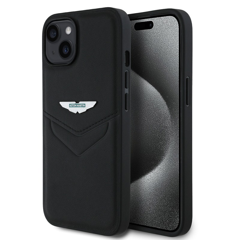 Apple iPhone 15 Case Aston Martin Original Licensed Victory Design PU Leather Metal Logo Cover - 1