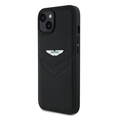 Apple iPhone 15 Case Aston Martin Original Licensed Victory Design PU Leather Metal Logo Cover - 3