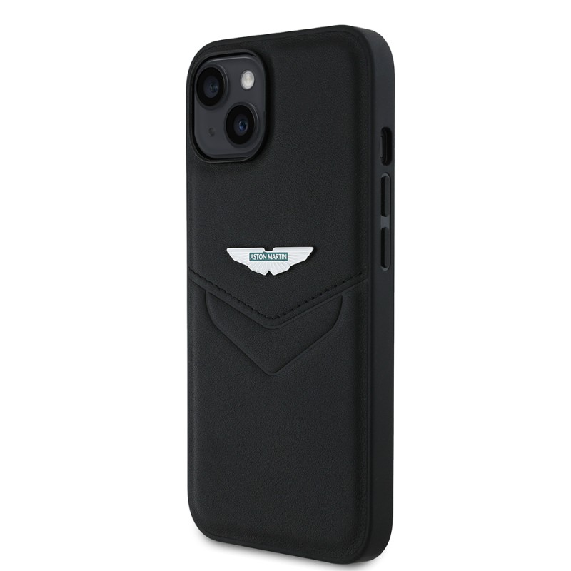 Apple iPhone 15 Case Aston Martin Original Licensed Victory Design PU Leather Metal Logo Cover - 3