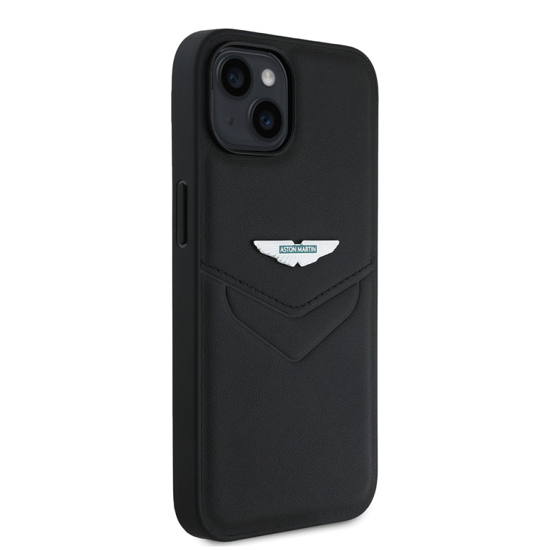 Apple iPhone 15 Case Aston Martin Original Licensed Victory Design PU Leather Metal Logo Cover - 5