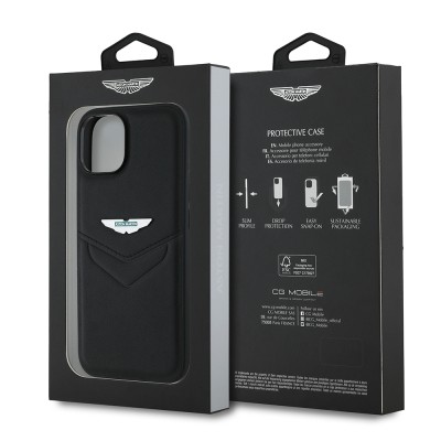Apple iPhone 15 Case Aston Martin Original Licensed Victory Design PU Leather Metal Logo Cover - 9