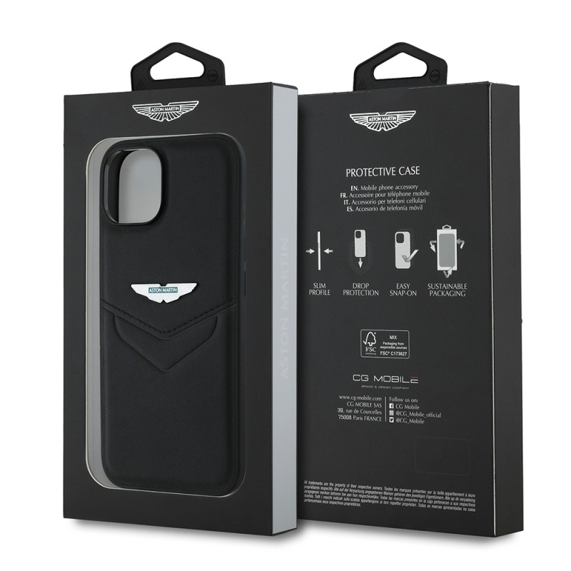 Apple iPhone 15 Case Aston Martin Original Licensed Victory Design PU Leather Metal Logo Cover - 9