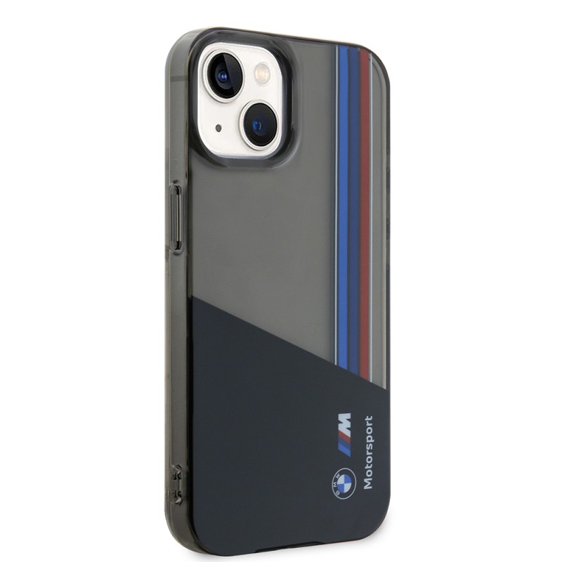 Apple iPhone 15 Case BMW Original Licensed Semi-Transparent M Design Striped Cover - 5