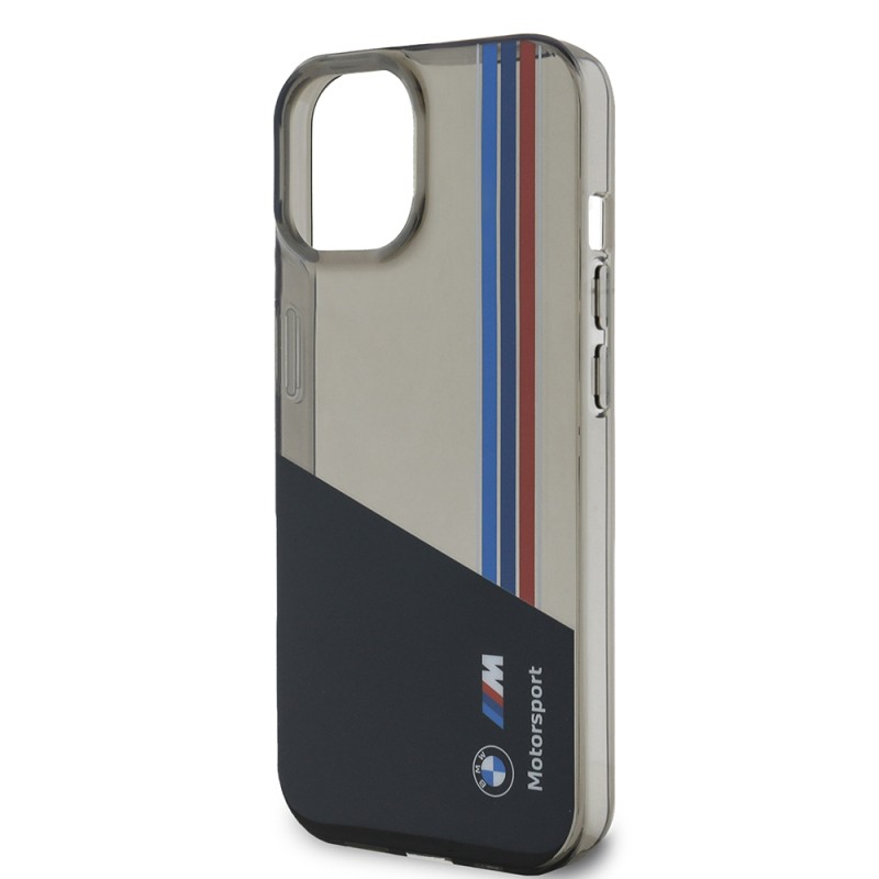 Apple iPhone 15 Case BMW Original Licensed Semi-Transparent M Design Striped Cover - 7