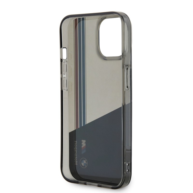 Apple iPhone 15 Case BMW Original Licensed Semi-Transparent M Design Striped Cover - 8