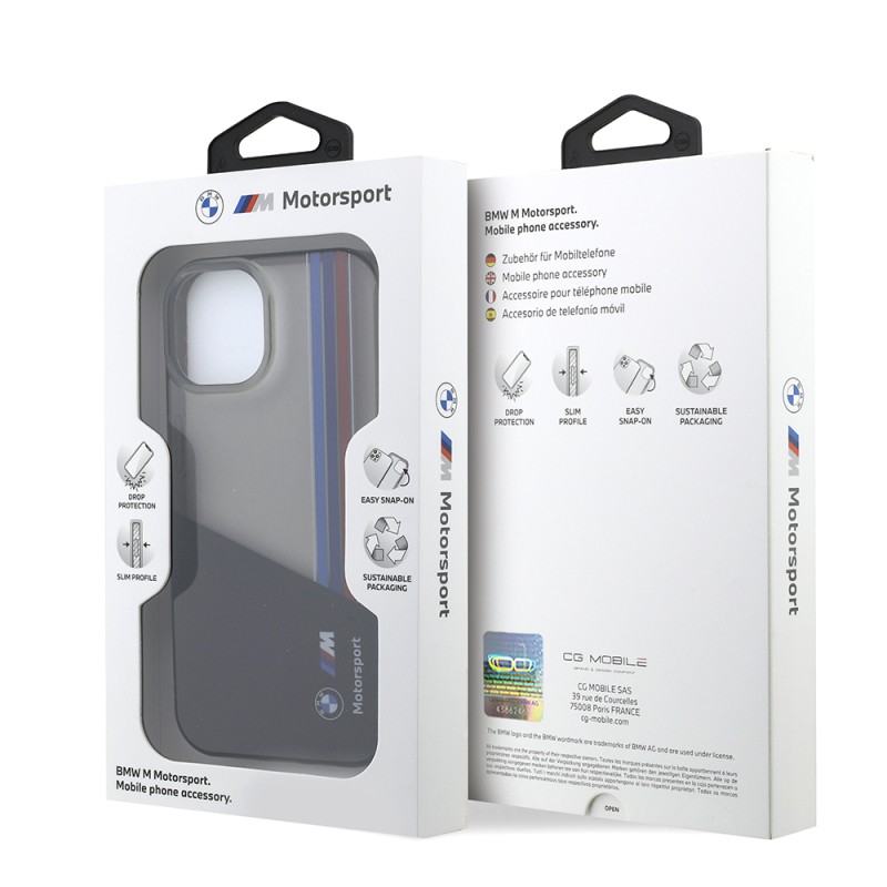 Apple iPhone 15 Case BMW Original Licensed Semi-Transparent M Design Striped Cover - 9