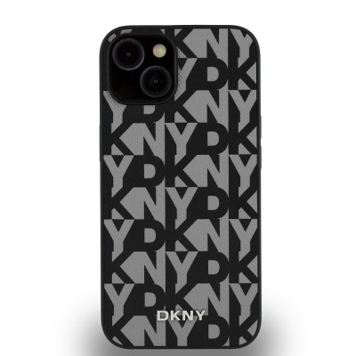 Apple iPhone 15 Case DKNY Original Licensed Magsafe Charging Feature 3D Written Grid Pattern Cover - 5