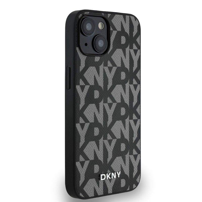 Apple iPhone 15 Case DKNY Original Licensed Magsafe Charging Feature 3D Written Grid Pattern Cover - 6