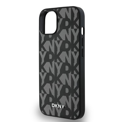 Apple iPhone 15 Case DKNY Original Licensed Magsafe Charging Feature 3D Written Grid Pattern Cover - 8
